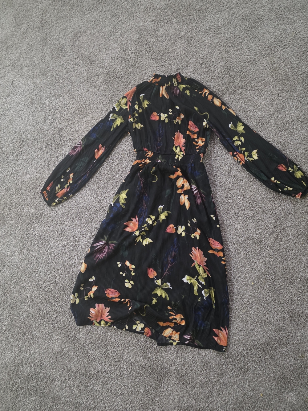 a new day Black Floral Long-Sleeve Midi Dress with Multicolor Blooms